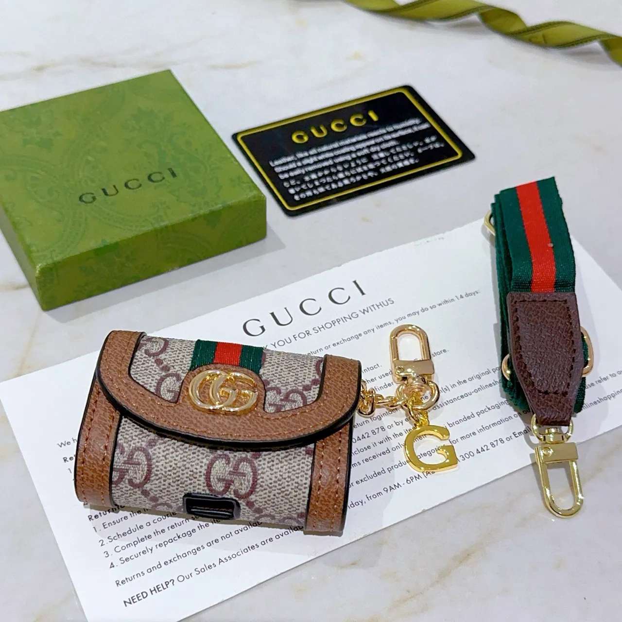 Gucci Ophidia GG Monogram Web Flap Short Wallet
