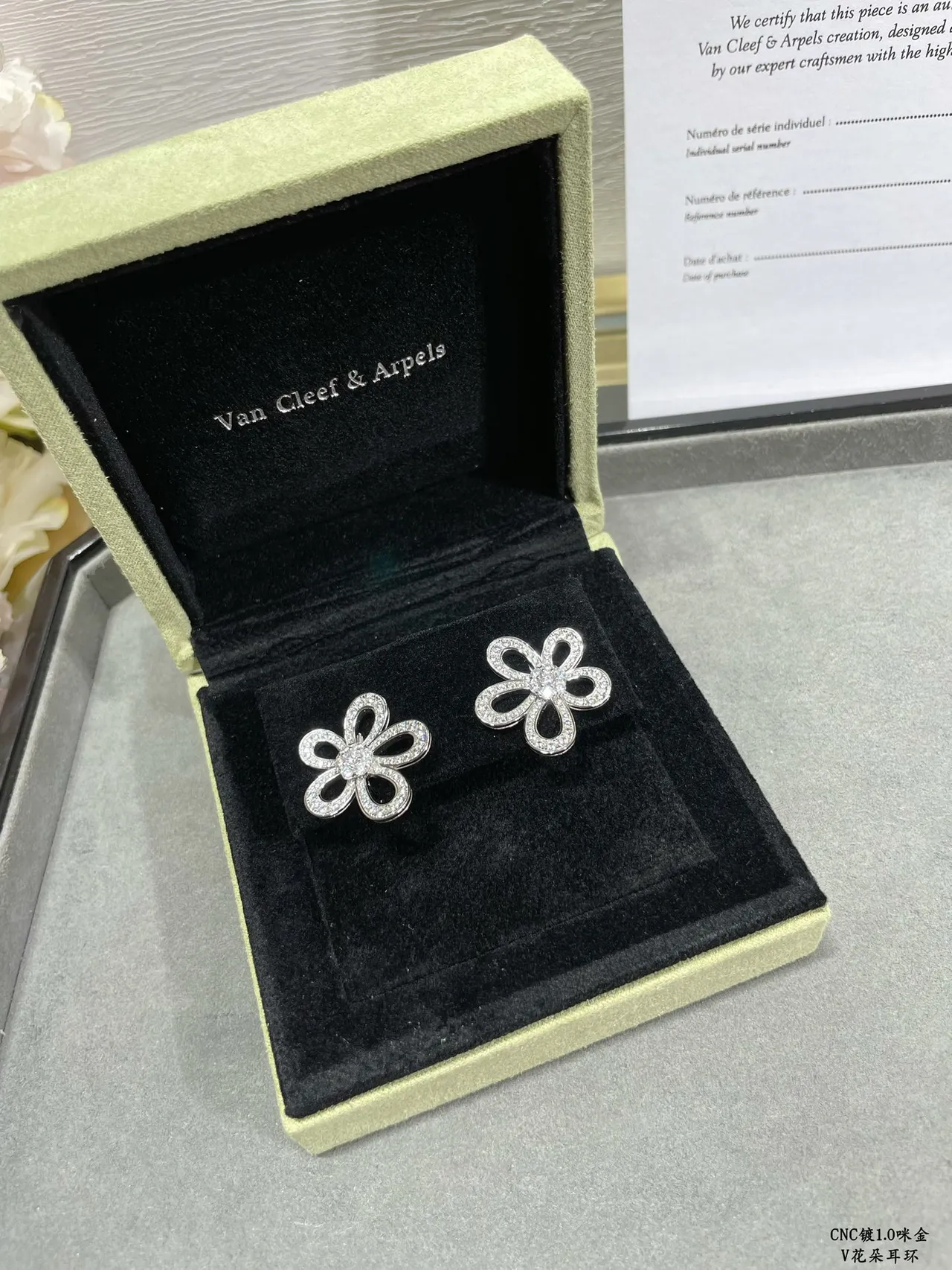 Van Cleef & Arpels Flower-Shaped Pavé Earrings