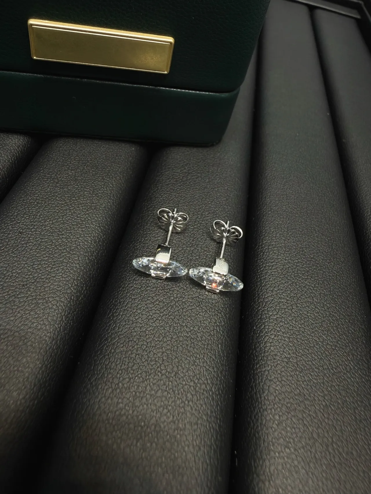 Oval Faceted Crystal Stud Earrings