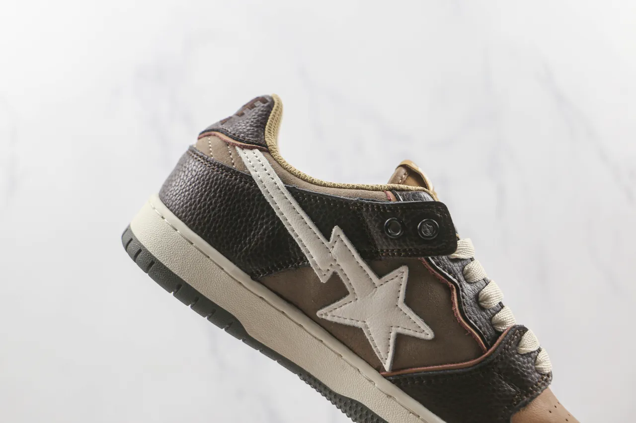 A Bathing Ape BAPE STA Brown Beige Star Logo Lifestyle Sneakers
