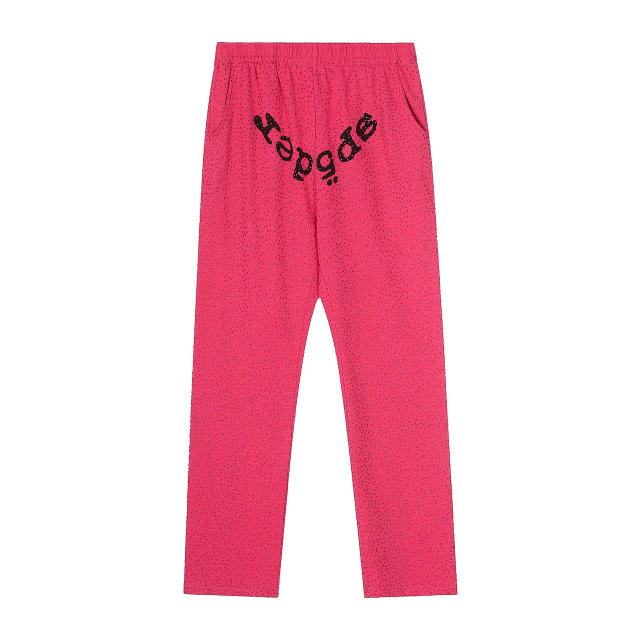 Sp5der Red Perforated Fabric Texture Arched Embroidered Logo Tracksuit