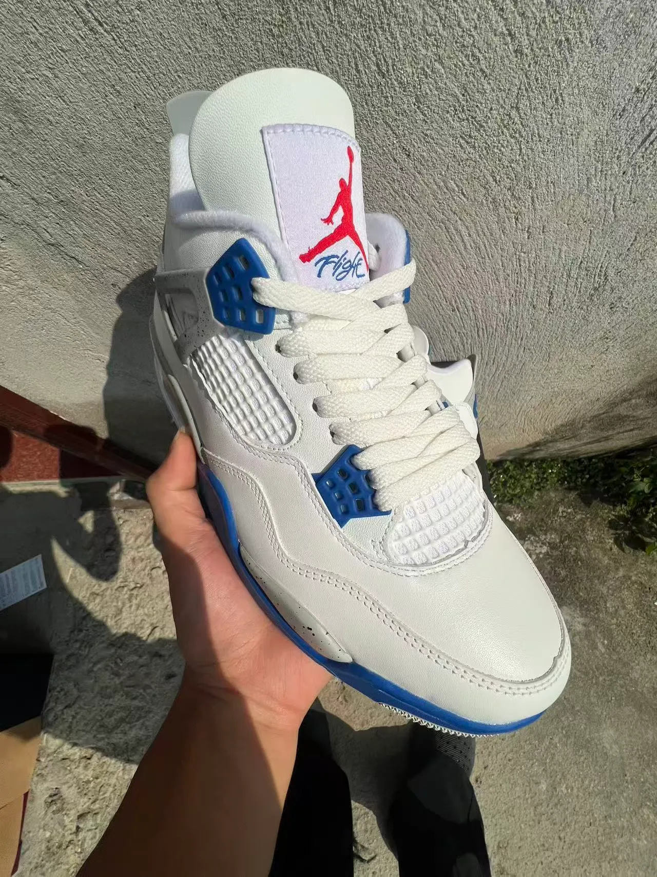 Air Jordan 4 White Royal Blue Speckled Midsole Basketball Shoes