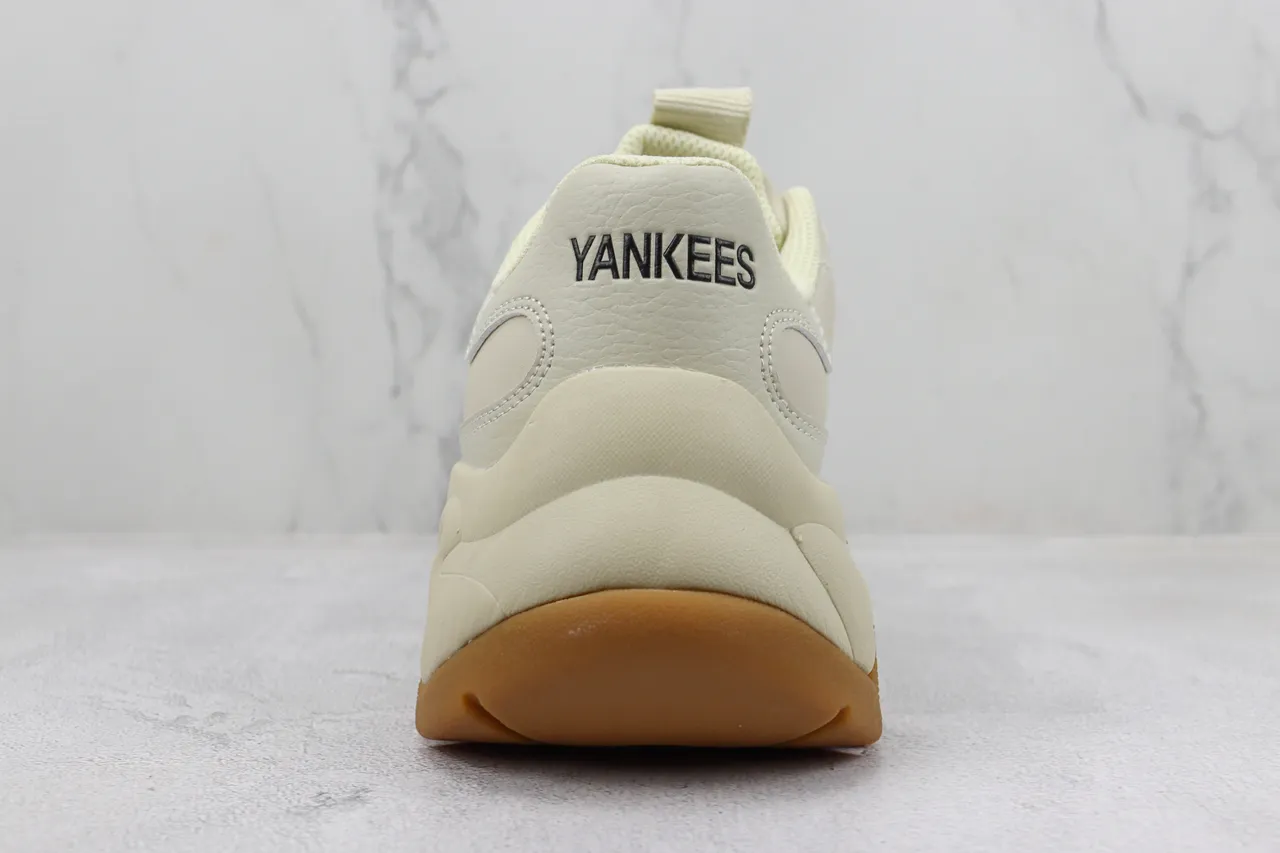 New Era Beige Black Sole Leather-and-Mesh Upper Chunky Sneakers