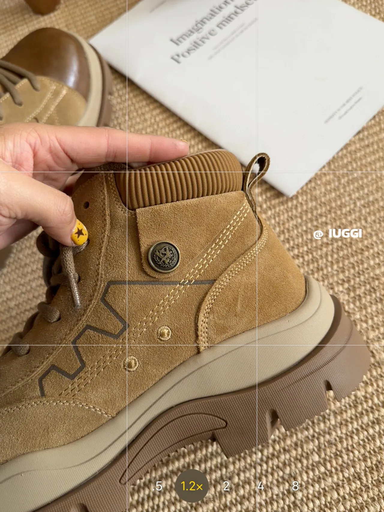 UGG Lace-Up Shearling-Lined Two-Tone Ankle Boots