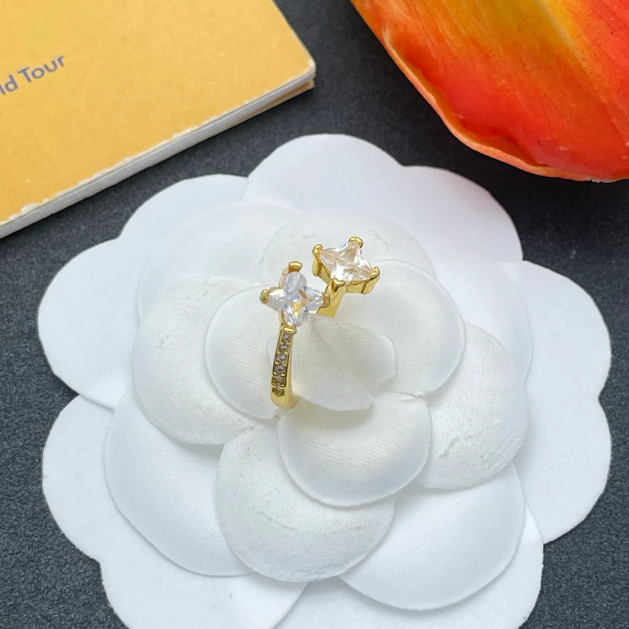 Louis Vuitton Two-Stone Prong-Set Gold Ring
