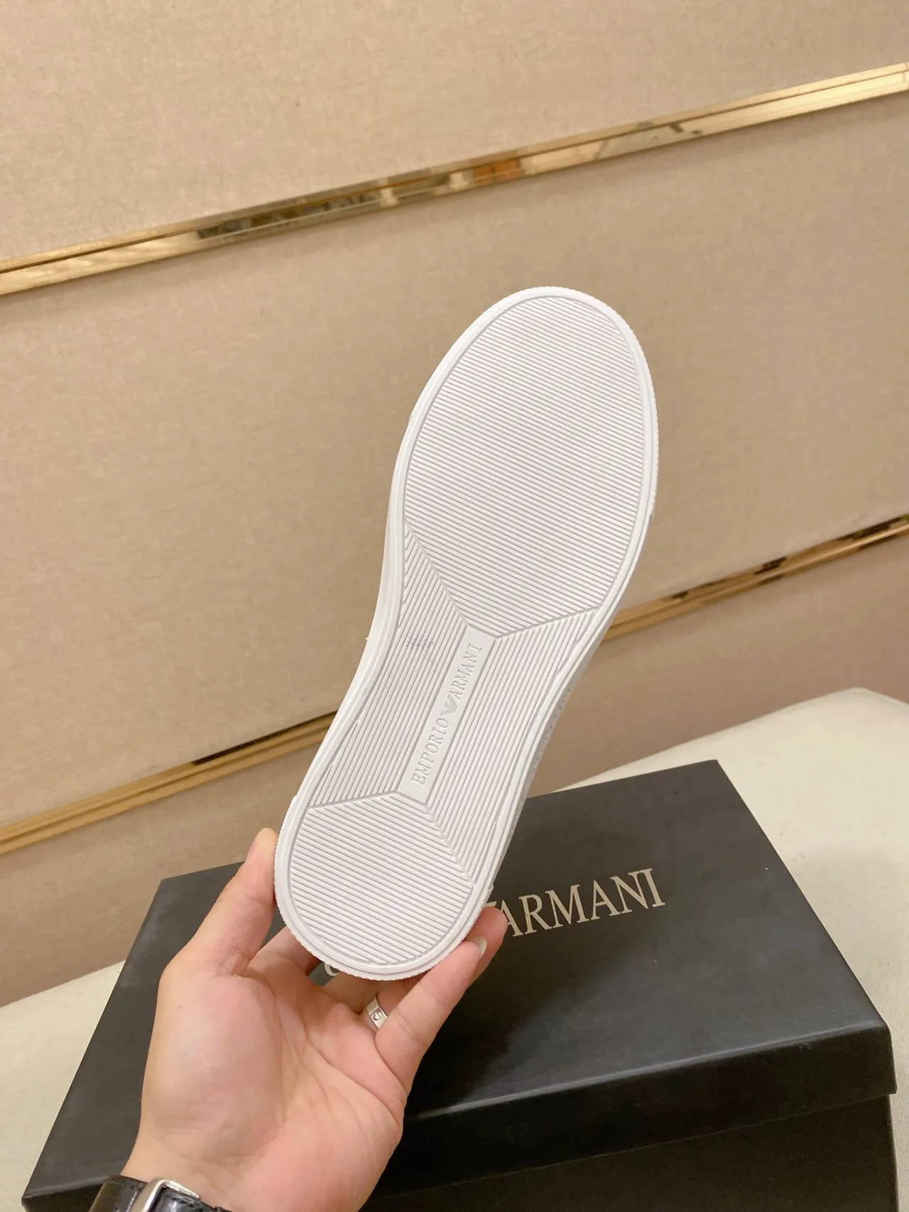 Emporio Armani Monogram-Print White-Accent Lifestyle Sneakers