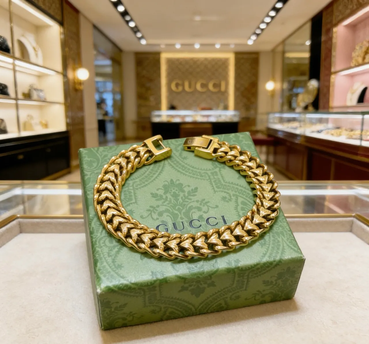 Gucci Braided Curb Chain Gold-Tone Bracelet