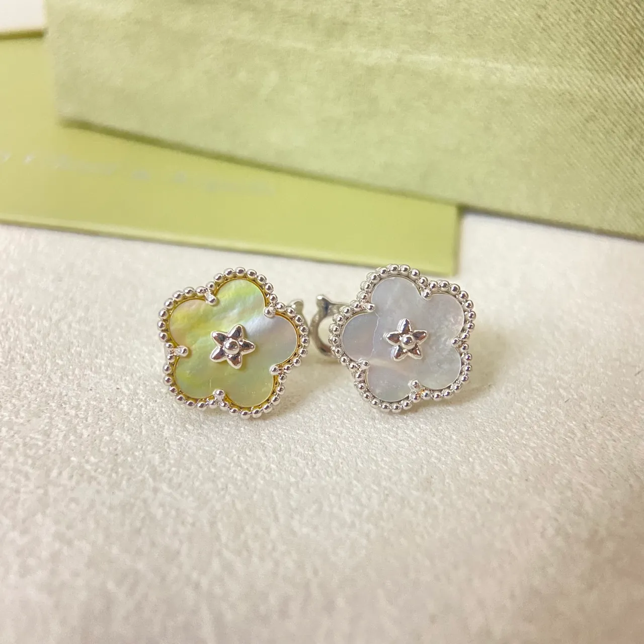Van Cleef & Arpels Alhambra Mother-of-Pearl and Gold Flower Earrings