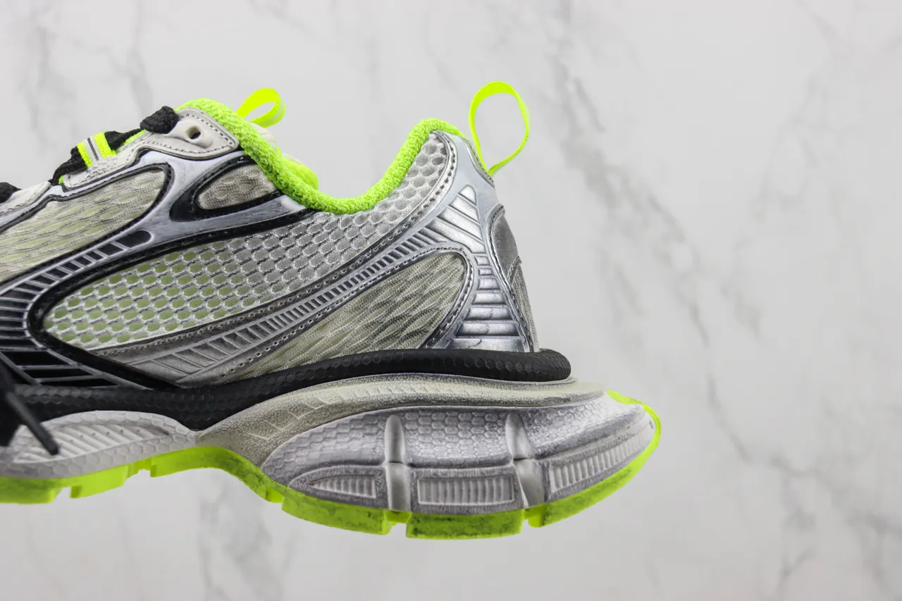 New Balance Gray Green Sculpted Midsole Mesh And Synthetic Overlay Construction Chunky Sneakers