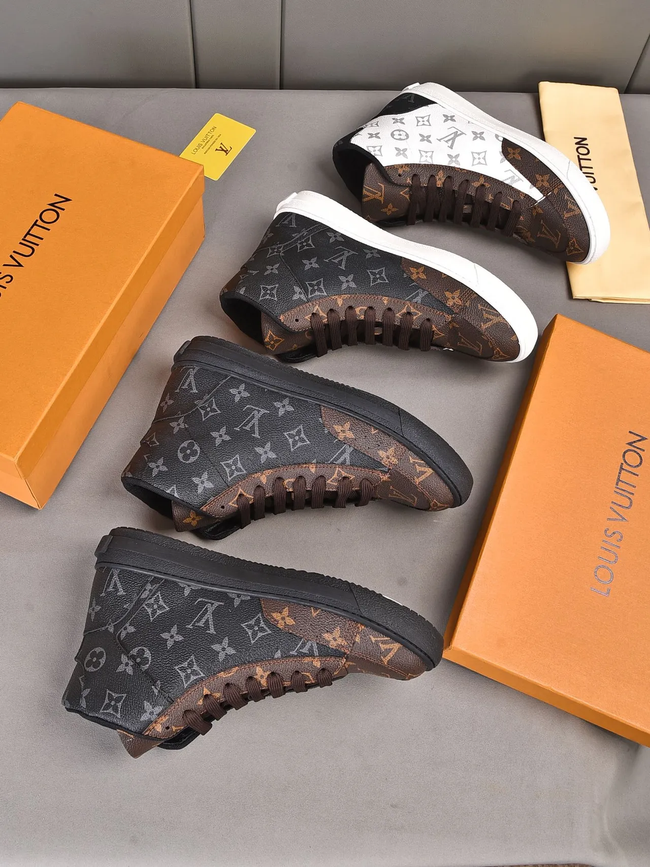 Louis Vuitton LV Trainer Brown White High-Top Monogram Canvas Lifestyle Sneakers