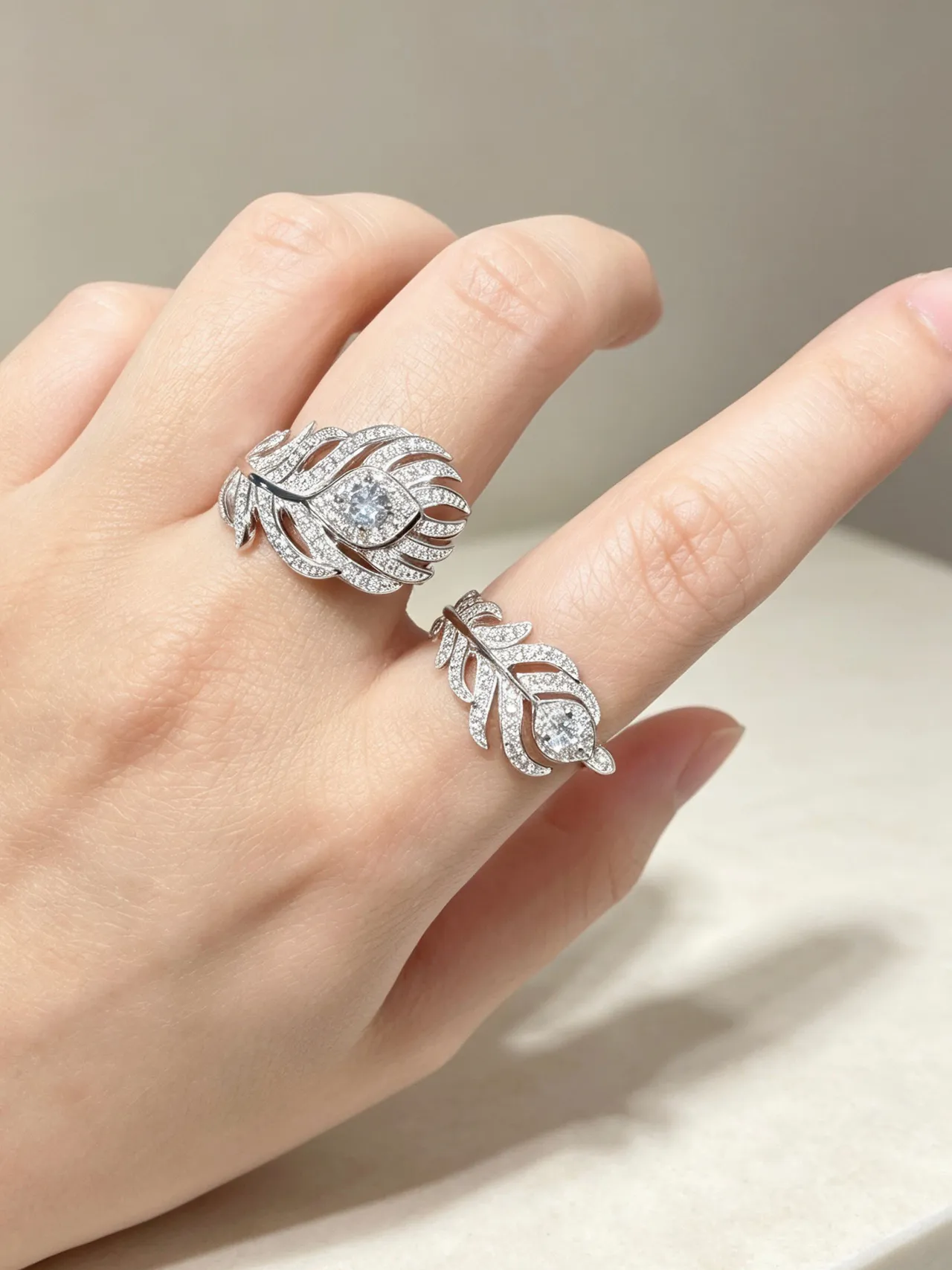 Feather Motif Pavé Crystal Stud Earrings