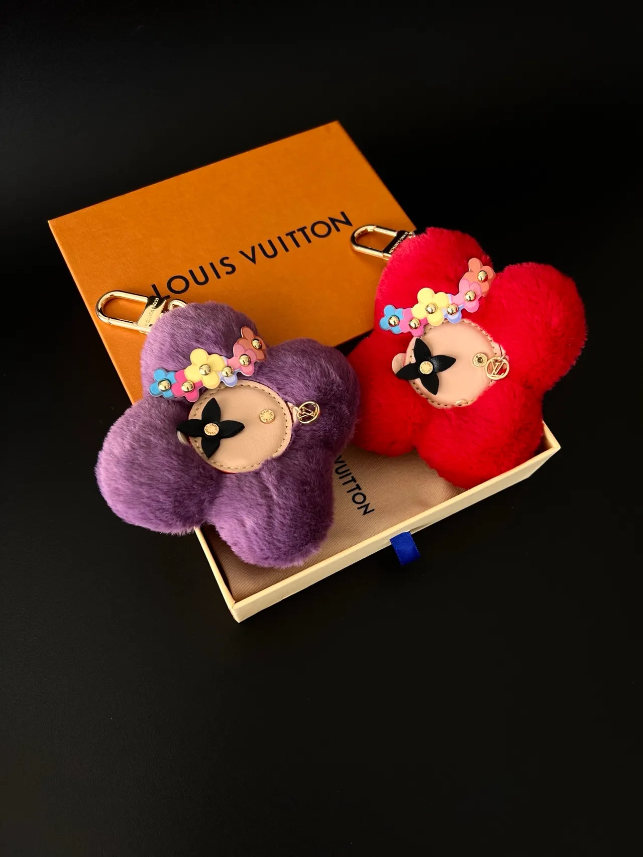 Louis Vuitton Multicolor Fluffy Faux Fur Flower-Shaped Crossbody Bag