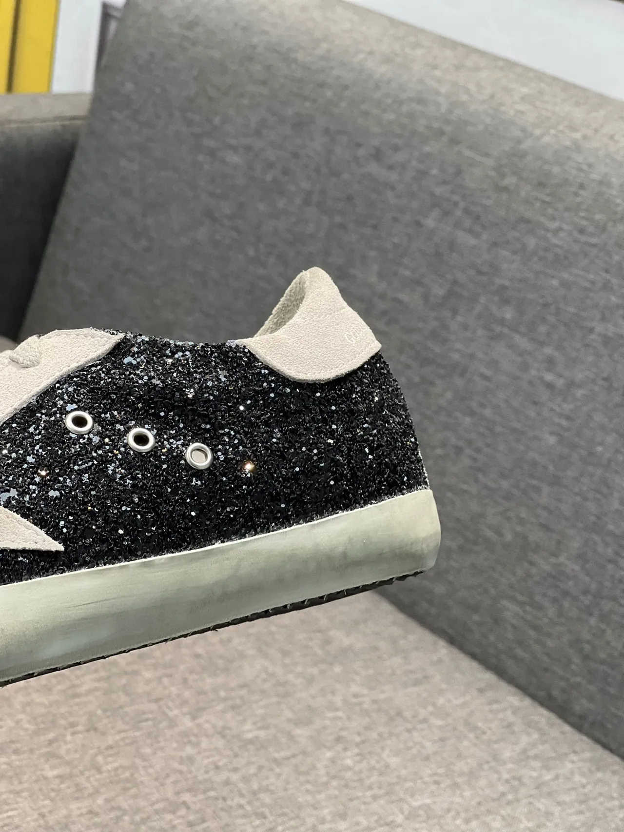 Golden Goose Superstar Black Glitter Star Lifestyle Sneakers