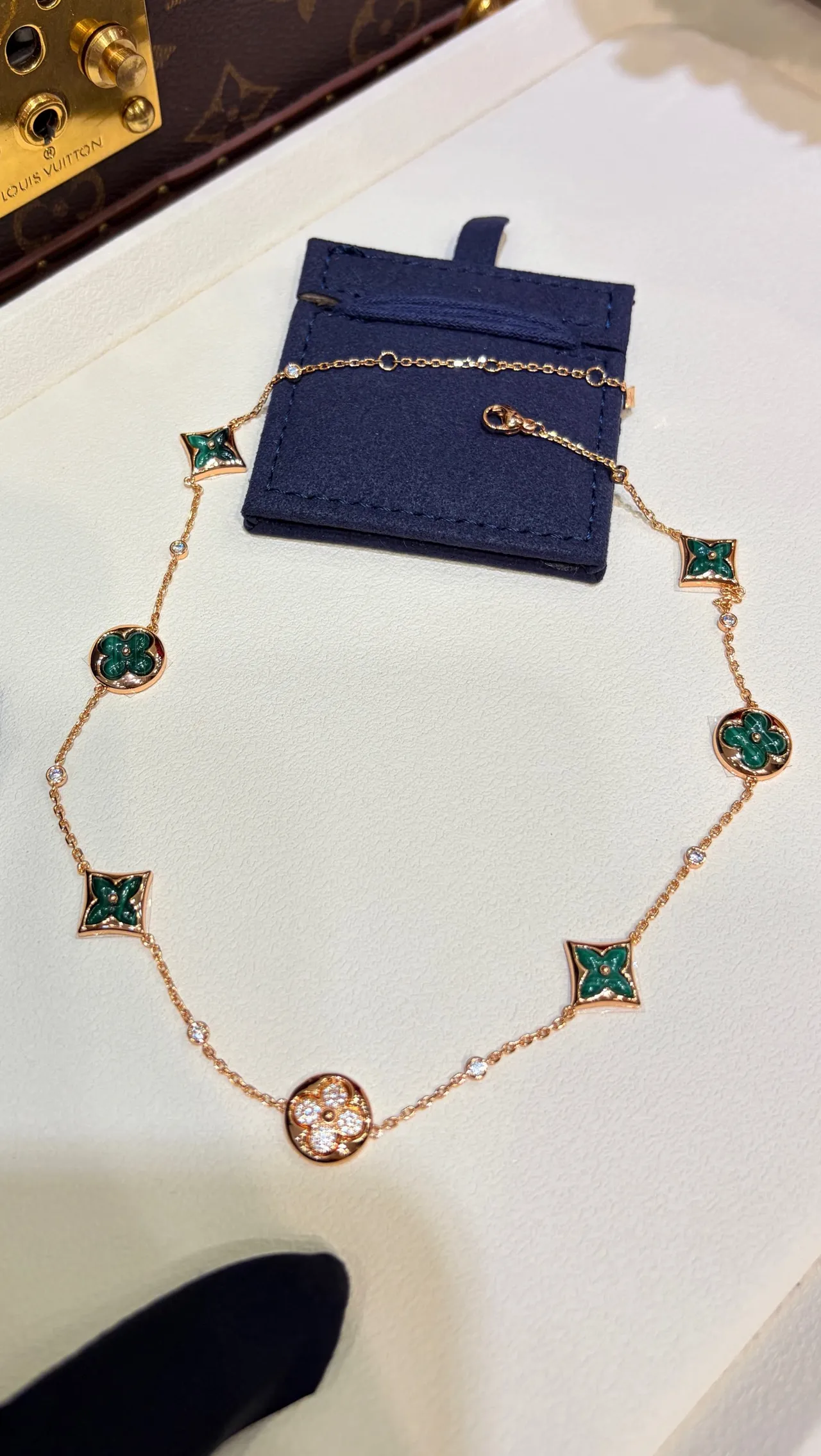 Louis Vuitton Contemplation Green Enamel and Diamond Necklace