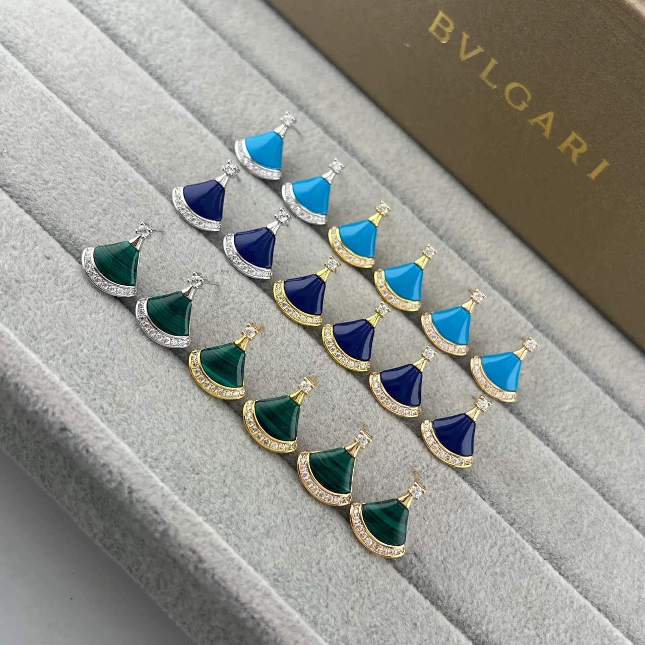 Bvlgari Divas’ Dream Fan-Shaped Enamel and Pavé Earrings