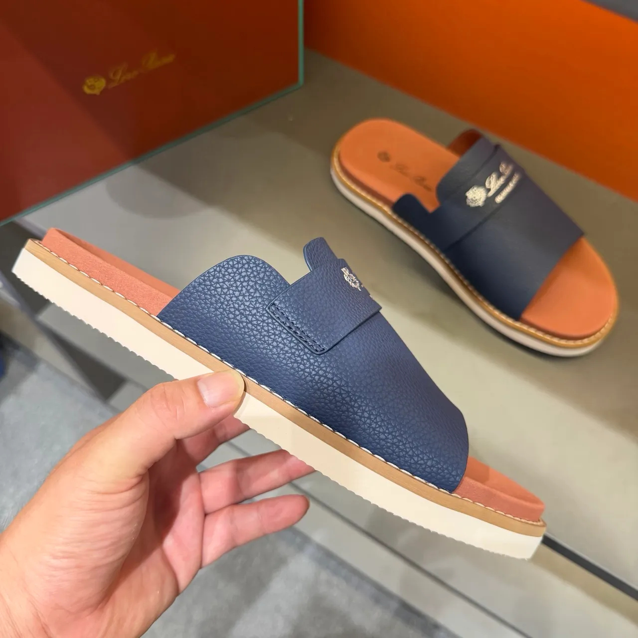 Loro Piana Summer Walk Leather Slipper