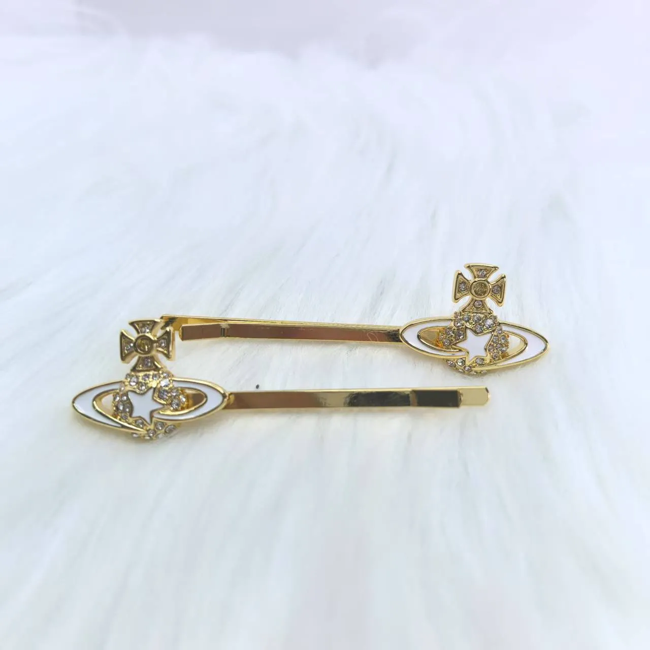 Vivienne Westwood Orb Gold Pink Logo Enamel Detailing Brooch