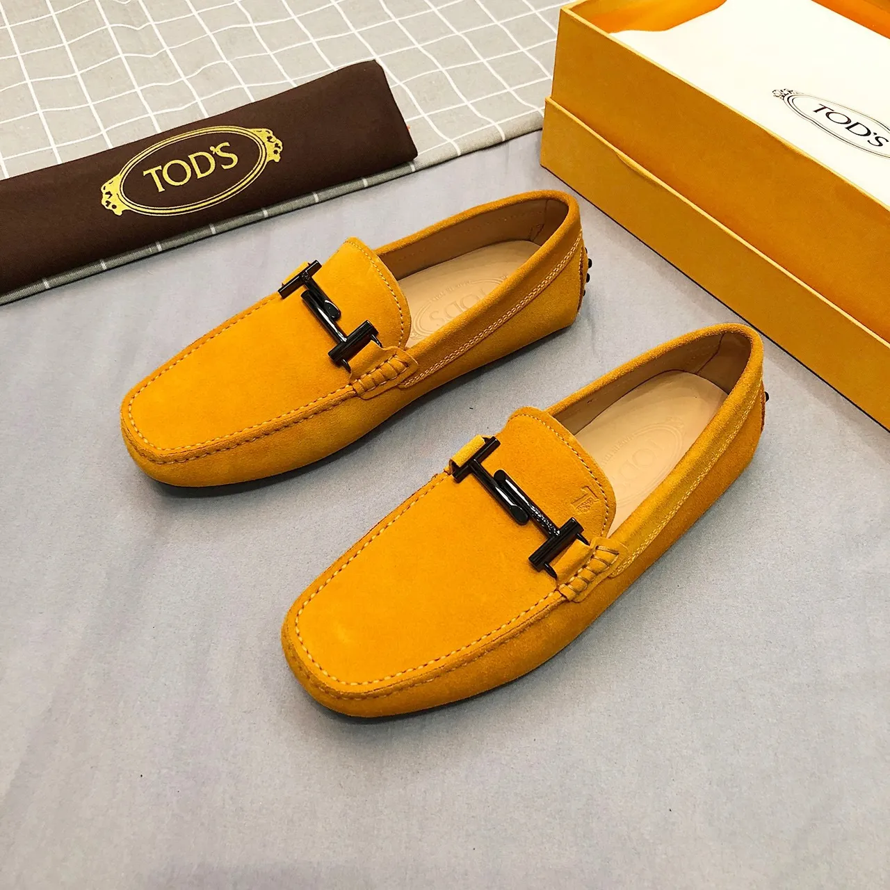 Tod's Horsebit Loafer Mustard Yellow Suede Loafers