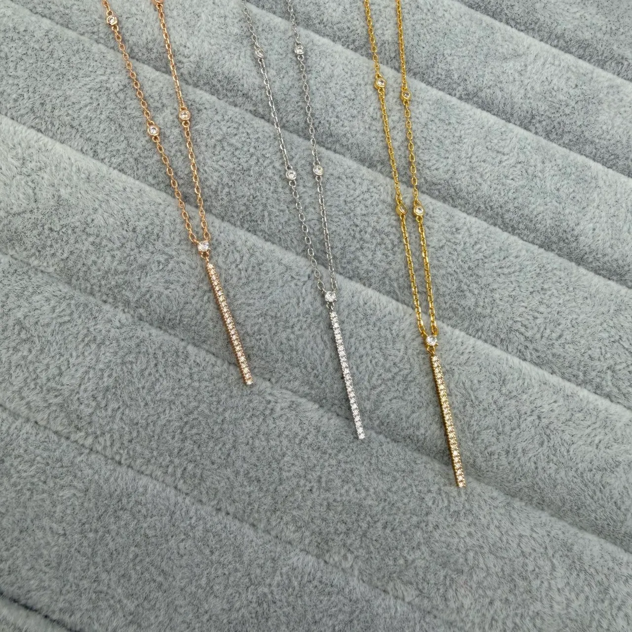 Messika Multi-Chain Pavé Diamond Bar Pendant Necklaces
