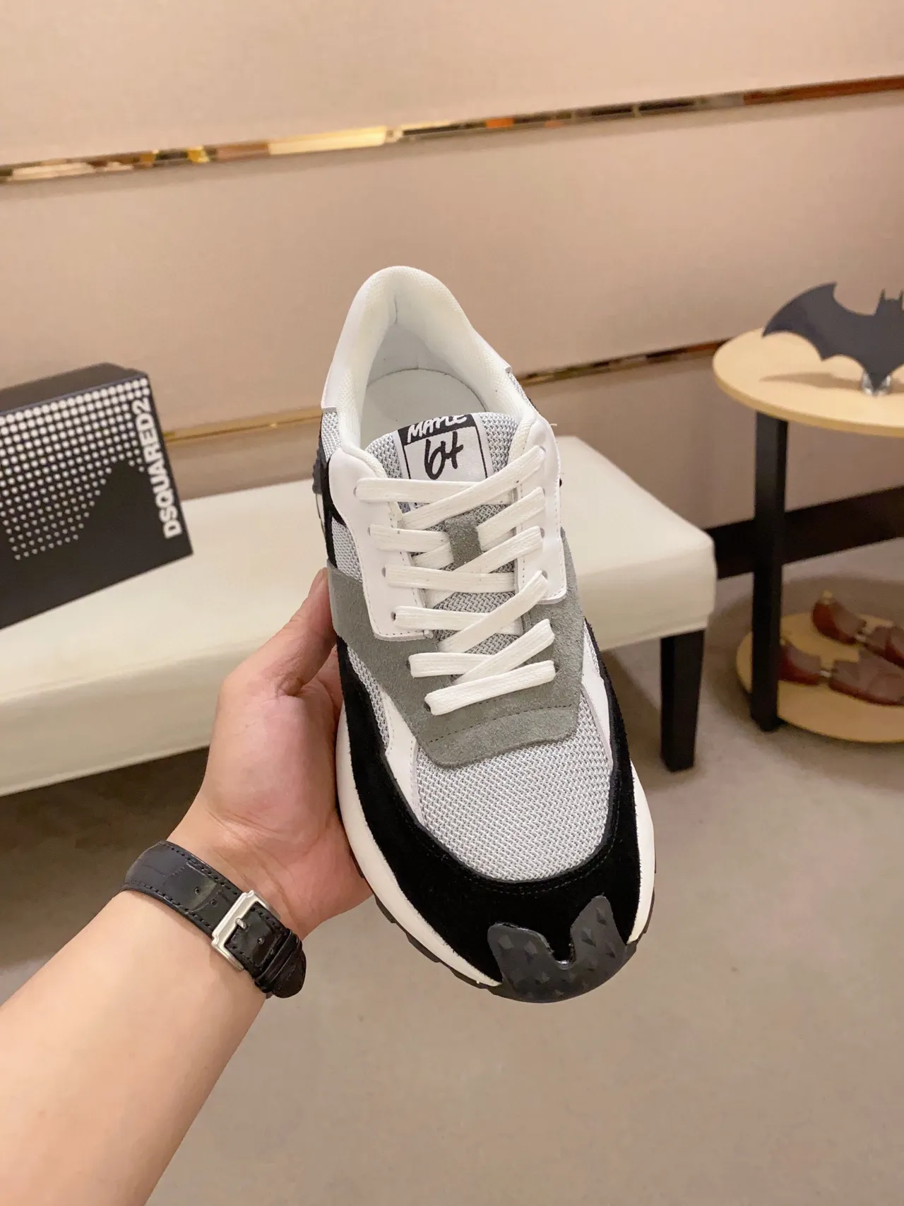 Dsquared2 ICON Black Gray White Layered Chunky Sneakers