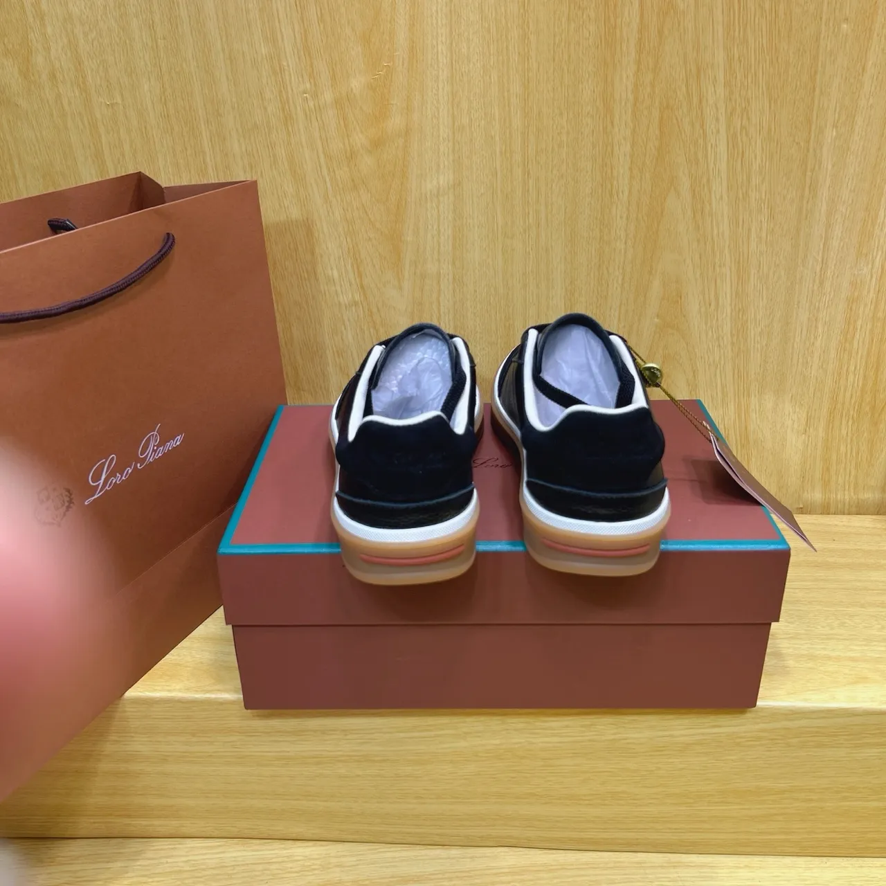 Loewe Black Beige Pebbled Leather Suede Accents Lifestyle Sneakers
