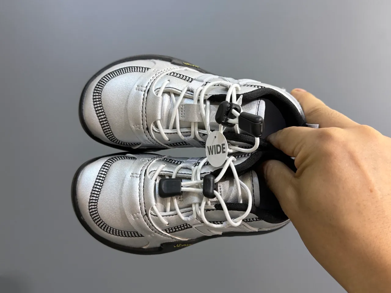 New Balance Silver Black Wide-Fit Vibram Sole Sneakers