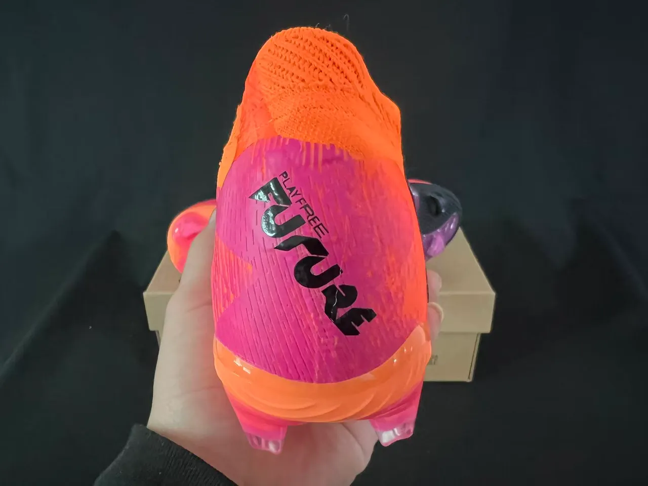 Puma Future Z Orange Purple Knit Upper High-Cut Sock Collar Firm-Ground Soccer Shoes