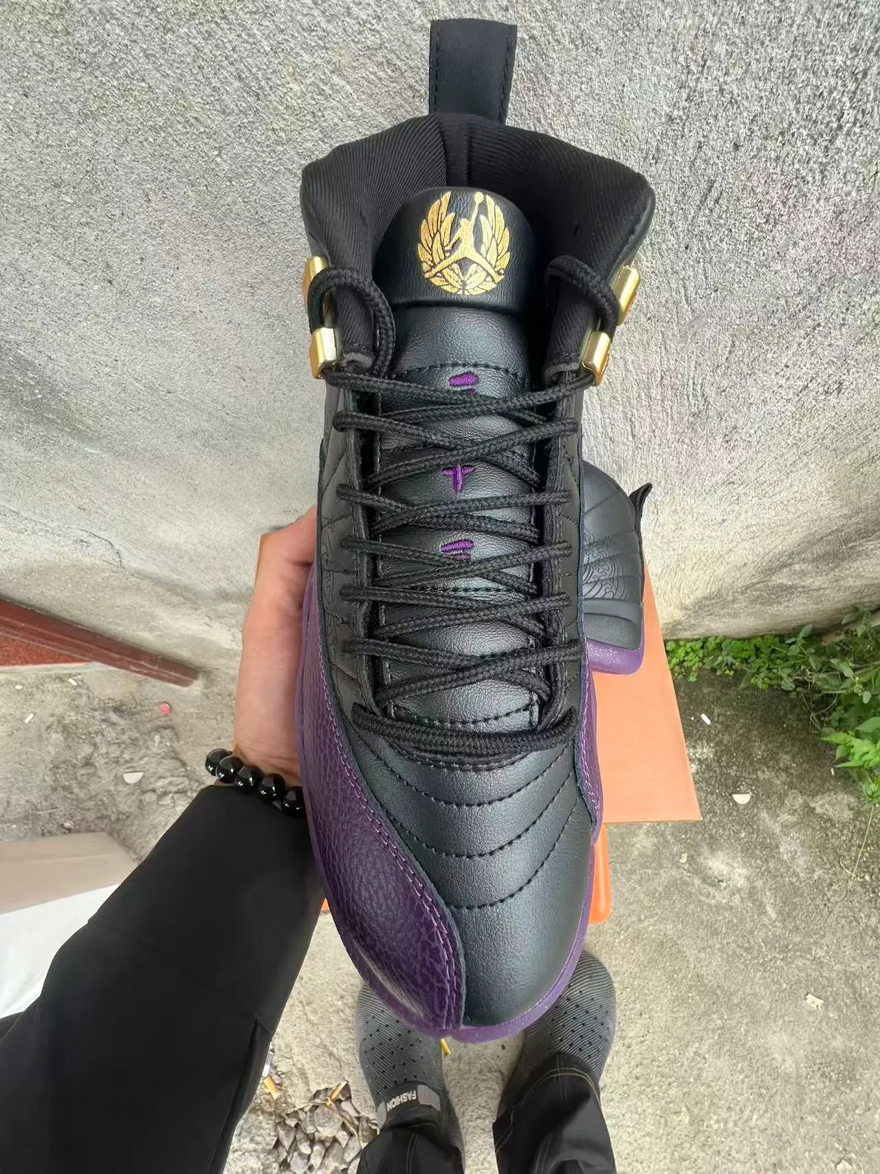 Air Jordan 12 Black Purple Gold Basketball Shoes