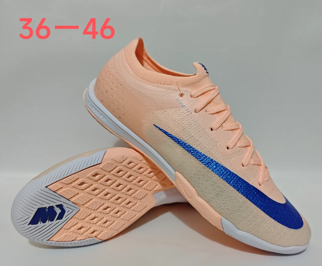 Nike Mercurial Orange Blue Knit Upper Synthetic Overlay Indoor Soccer Shoes