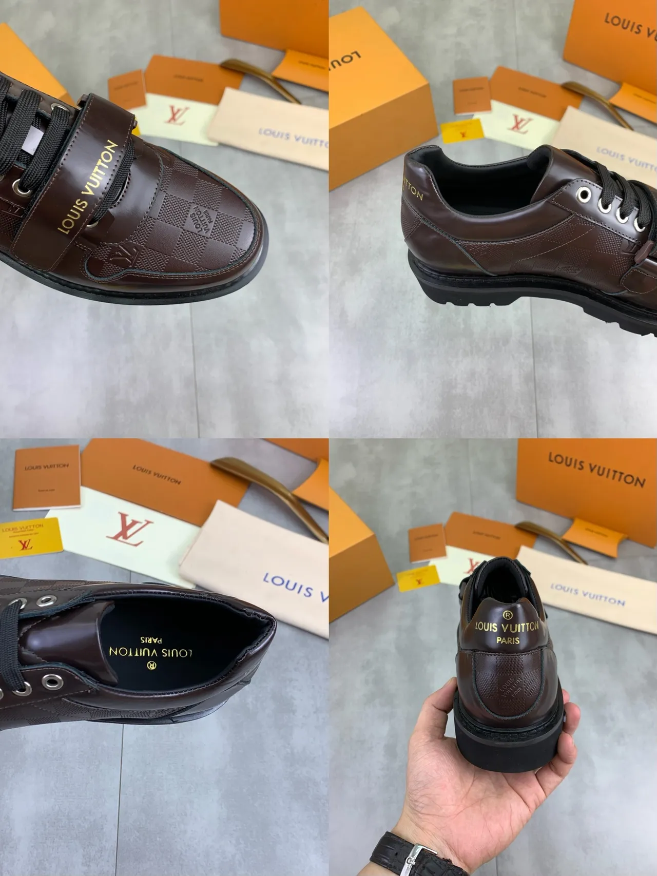 Louis Vuitton Run Away Brown Damier Graphite Lace-Up Strap Casual Shoes