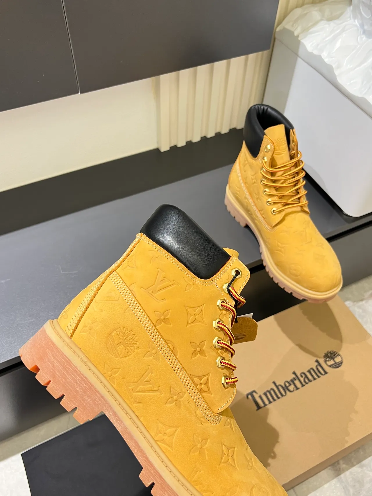 Timberland Premium 6-Inch Embossed Monogram Wheat Work Boots