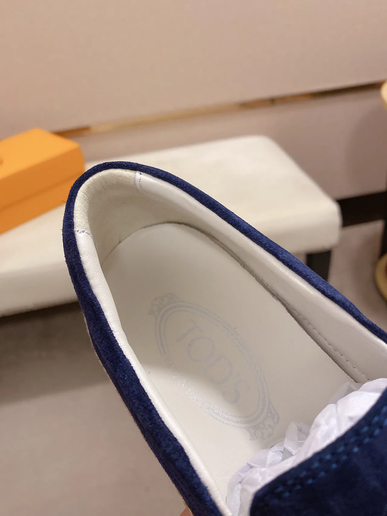 Blue Beige Suede Upper Espadrille Sole Boat Shoes