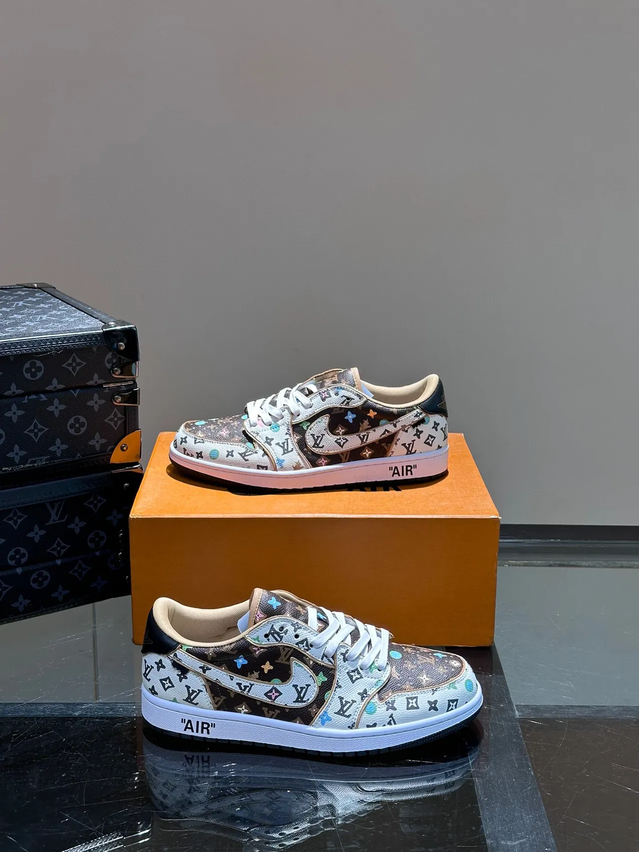 Nike Air Jordan 1 Low Monogram Print Lifestyle Sneakers