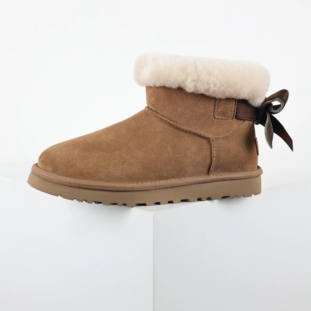 UGG Classic Mini Bow Tan Suede Ankle Boots