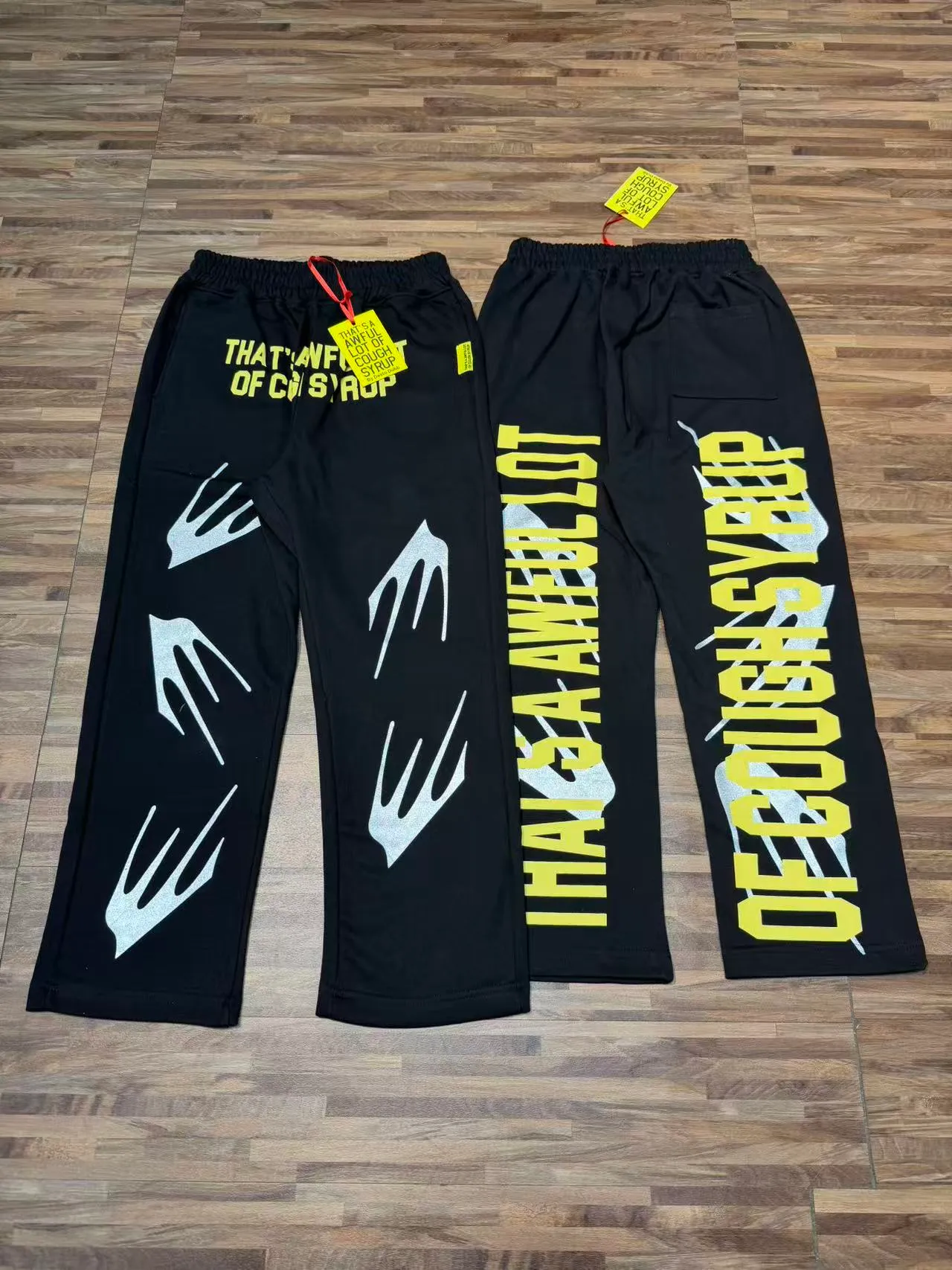 Black Graphic-Print Wide-Leg Relaxed Fit Sweatpants
