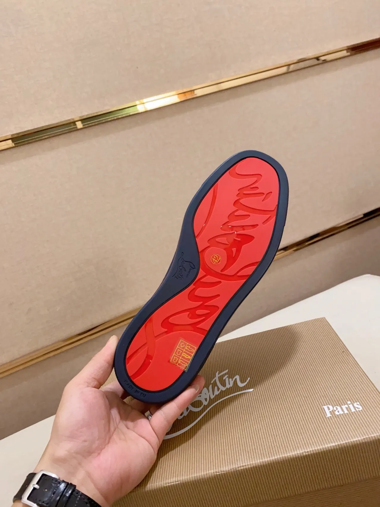 Christian Louboutin Blue Navy Suede Upper Spiked Toe Cap Lifestyle Sneakers