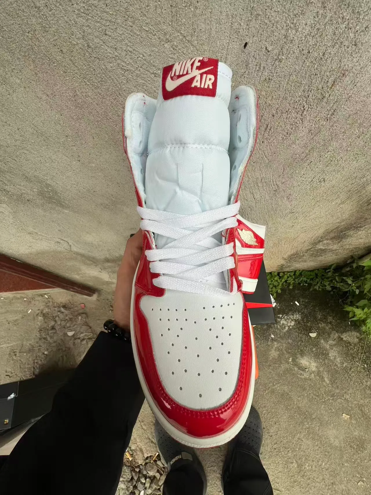 Air Jordan 1 Glossy Red and White High-Top Basketball Shoes