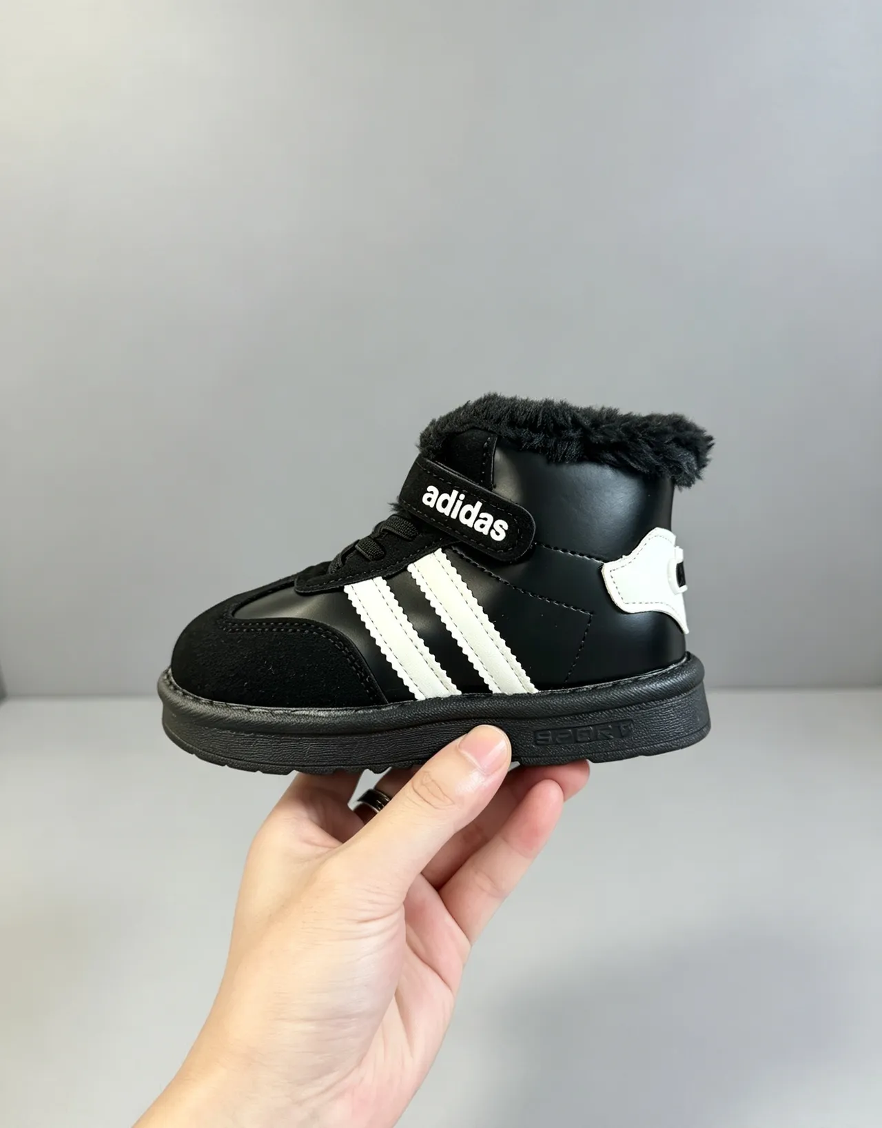 Adidas Brown White Fur-Lined Collar Three-Stripe Side Panel Snow Boots