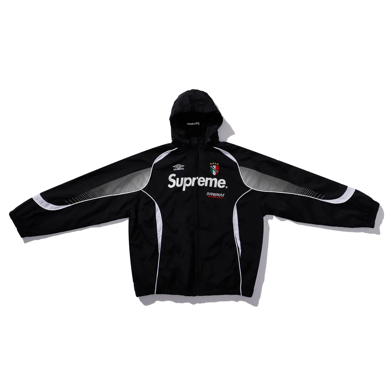 Supreme Black White Full-Zip Contrast-Panel Windbreaker