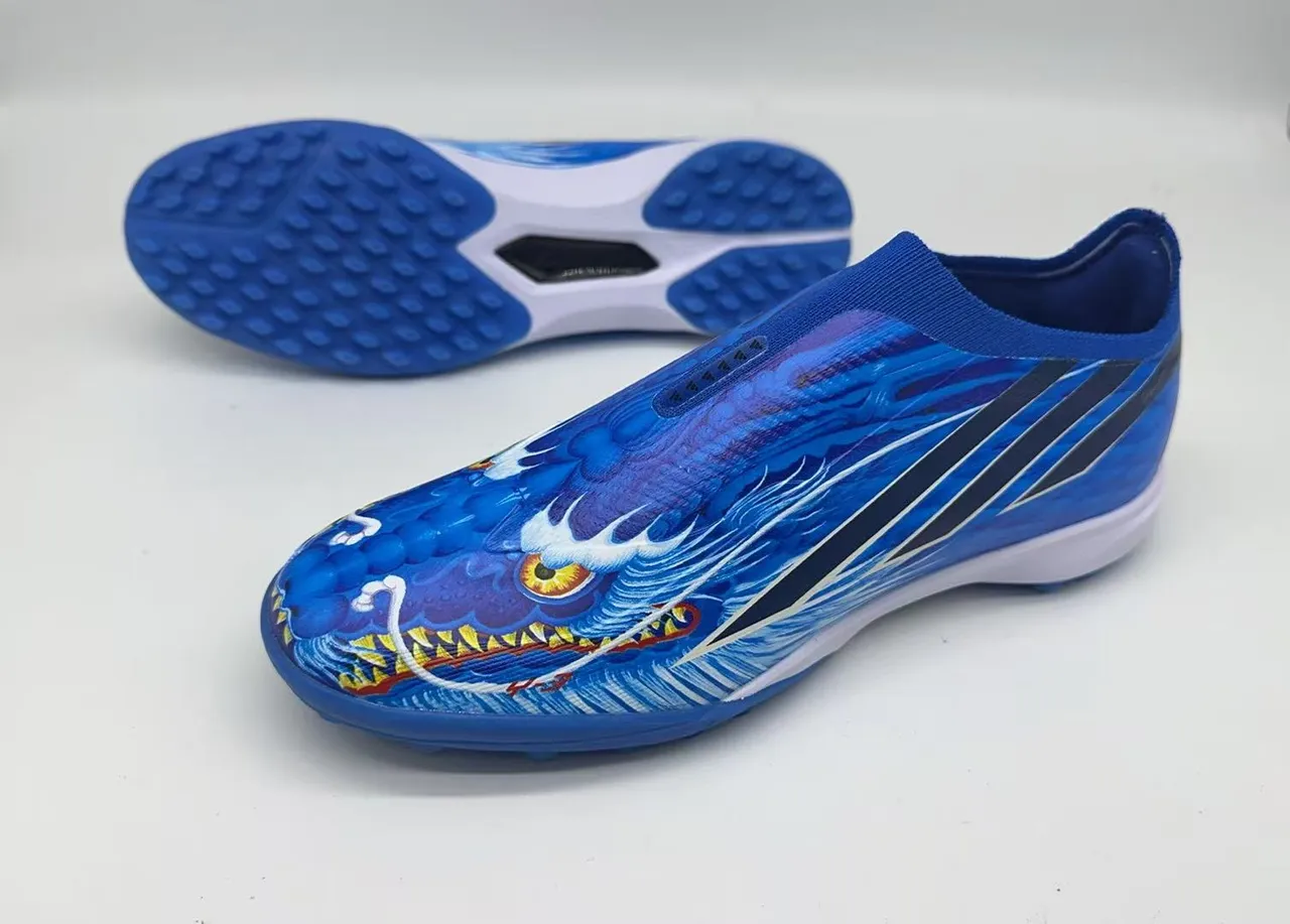 Blue Dragon Graphic Slip-On Turf Soccer Shoes