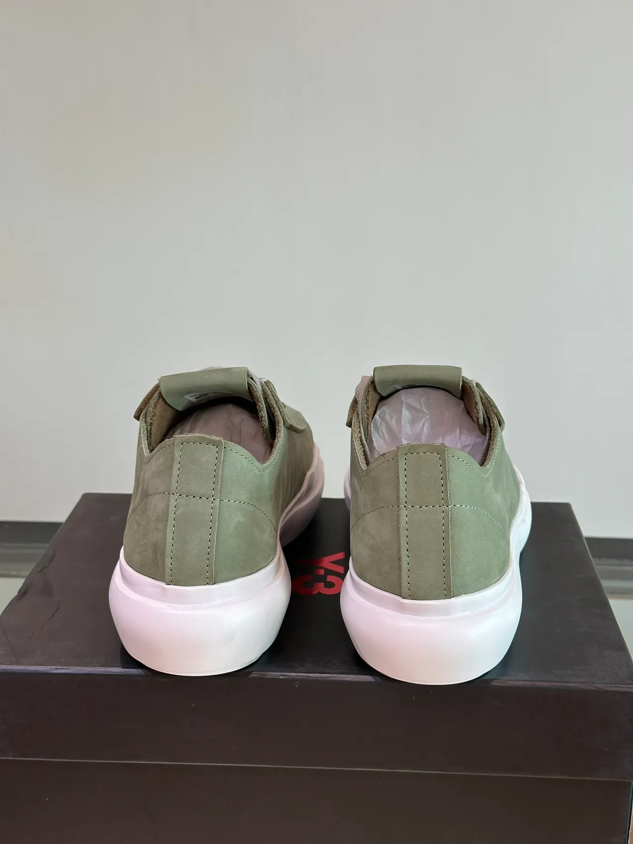 Y-3 Green White Suede Upper Layered Toe Cap Lifestyle Sneakers