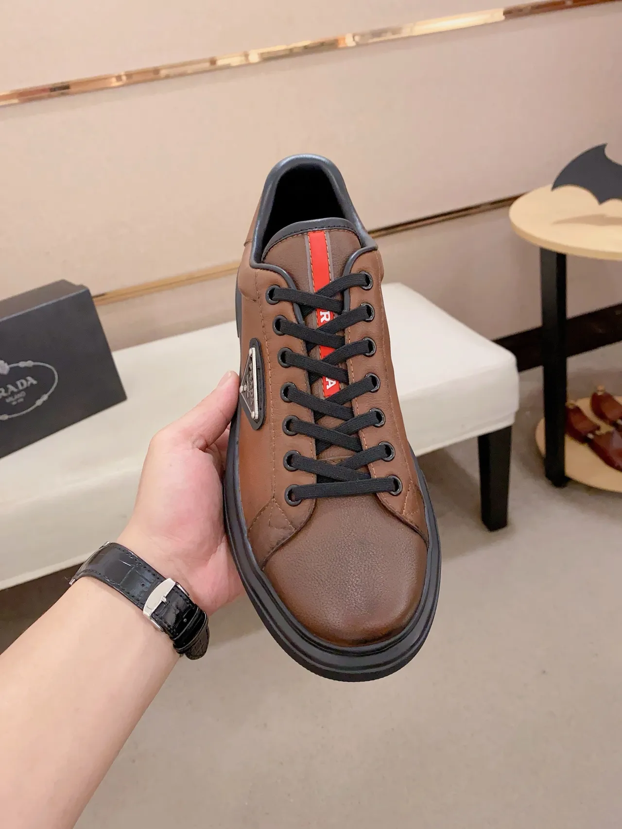 Prada Cloudbust Brown Leather Lifestyle Sneakers