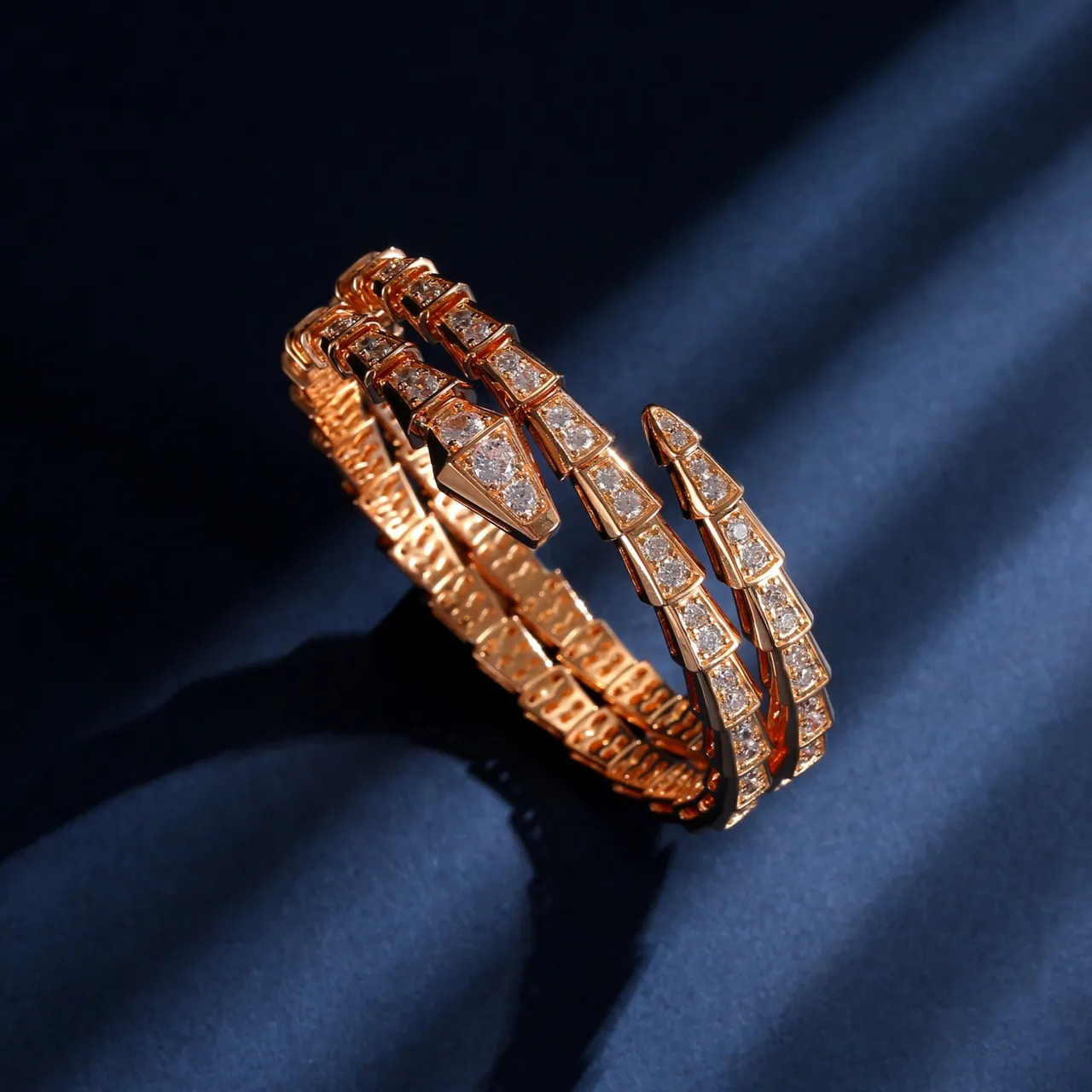 Bvlgari Gold Silver Coiled Serpentine Articulated Scale Motif Bracelet