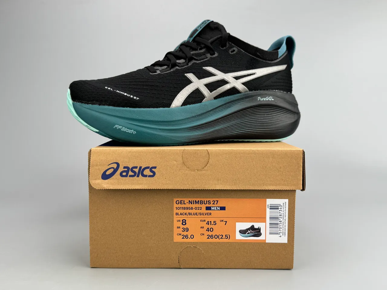 ASICS Gel-Nimbus 27 Black Teal Running Shoes