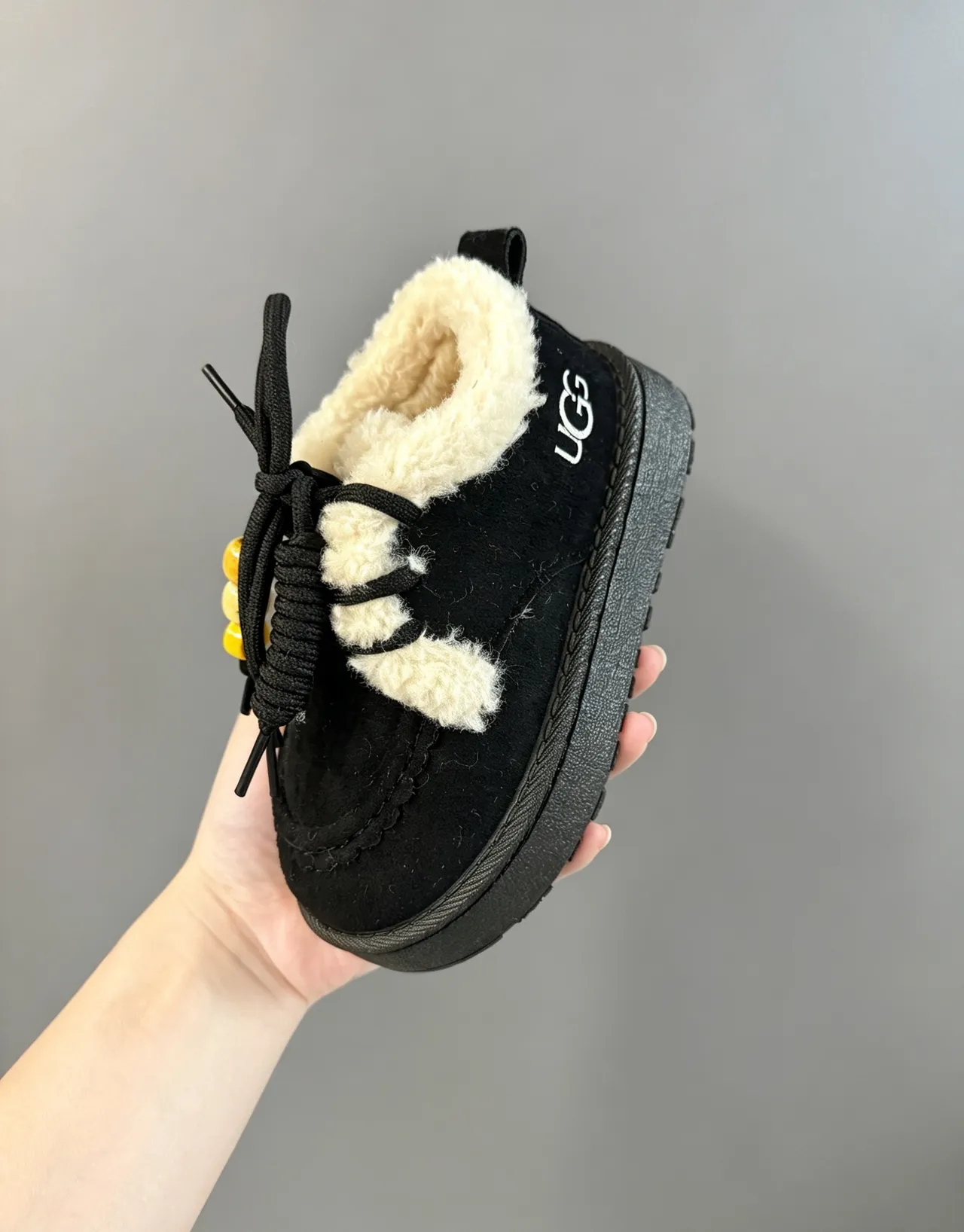 UGG Brown Beige Suede Upper Shearling Lining Snow Boots