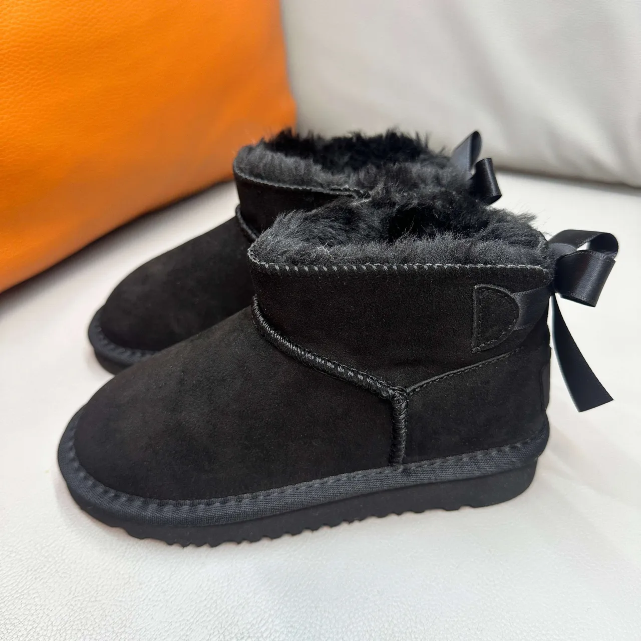 UGG Classic Mini Tan Suede Shearling-Lined Snow Boots