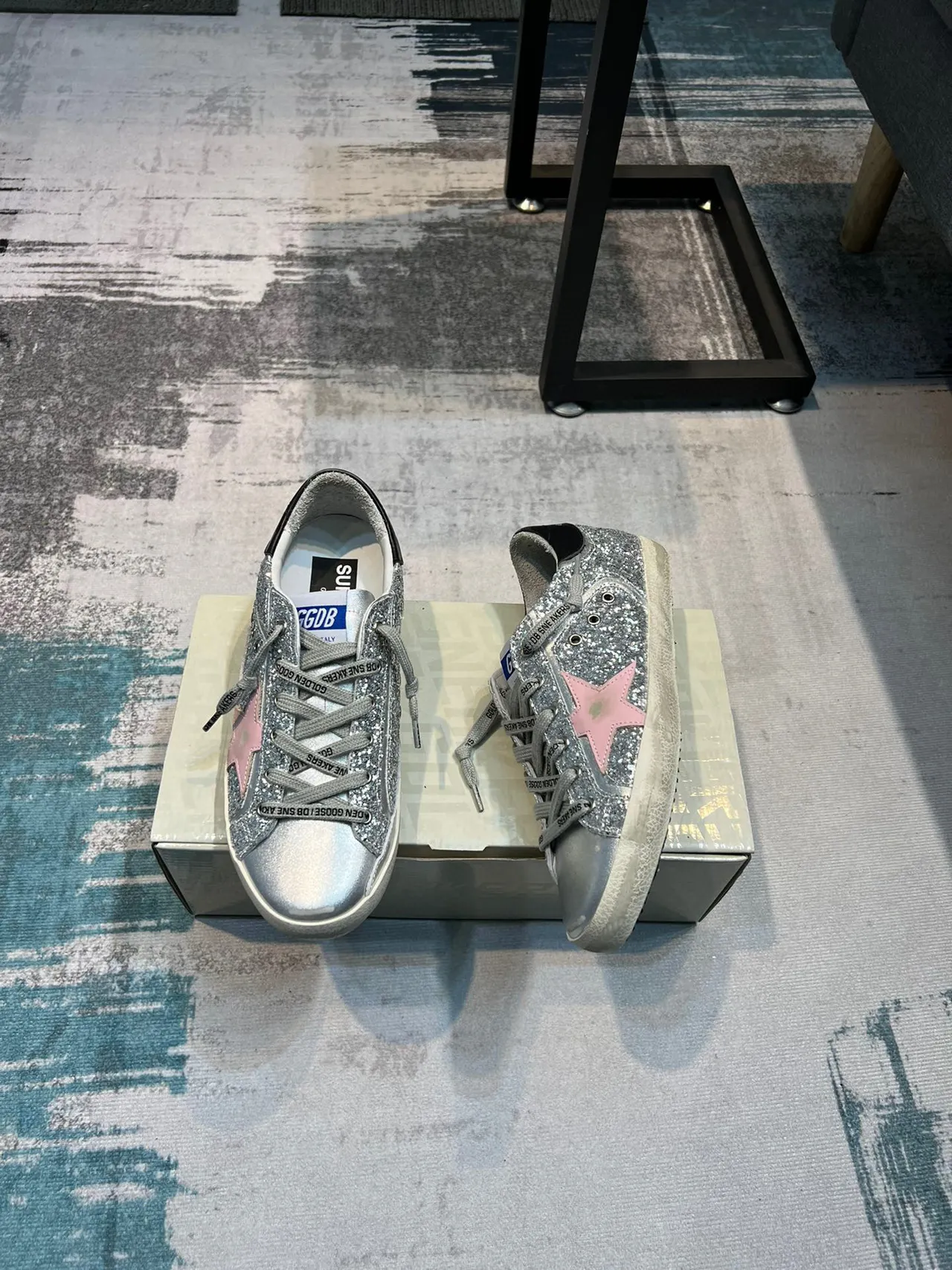 Golden Goose Superstar Silver Glitter Pink Star Lifestyle Sneakers