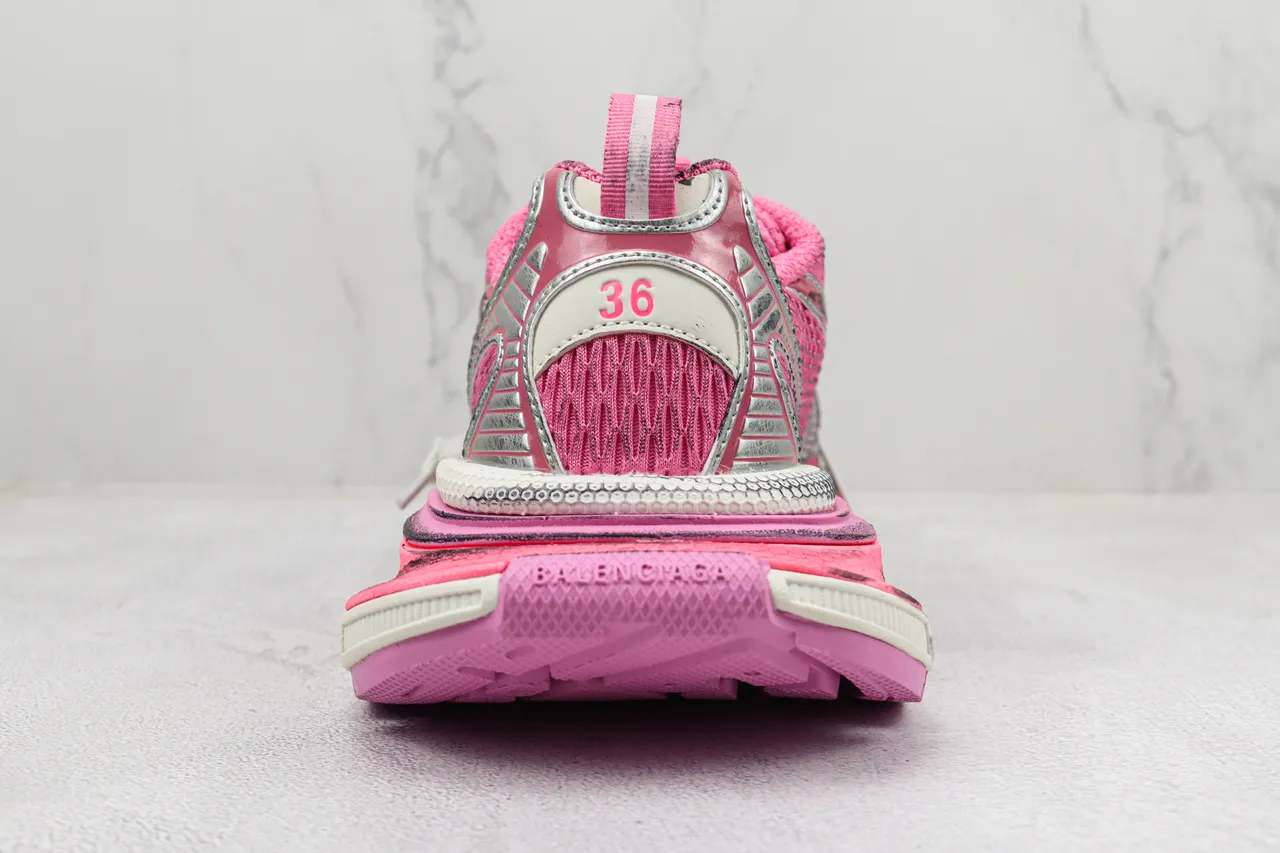 ASICS Pink Silver Mesh Upper Synthetic Overlays Chunky Sneakers