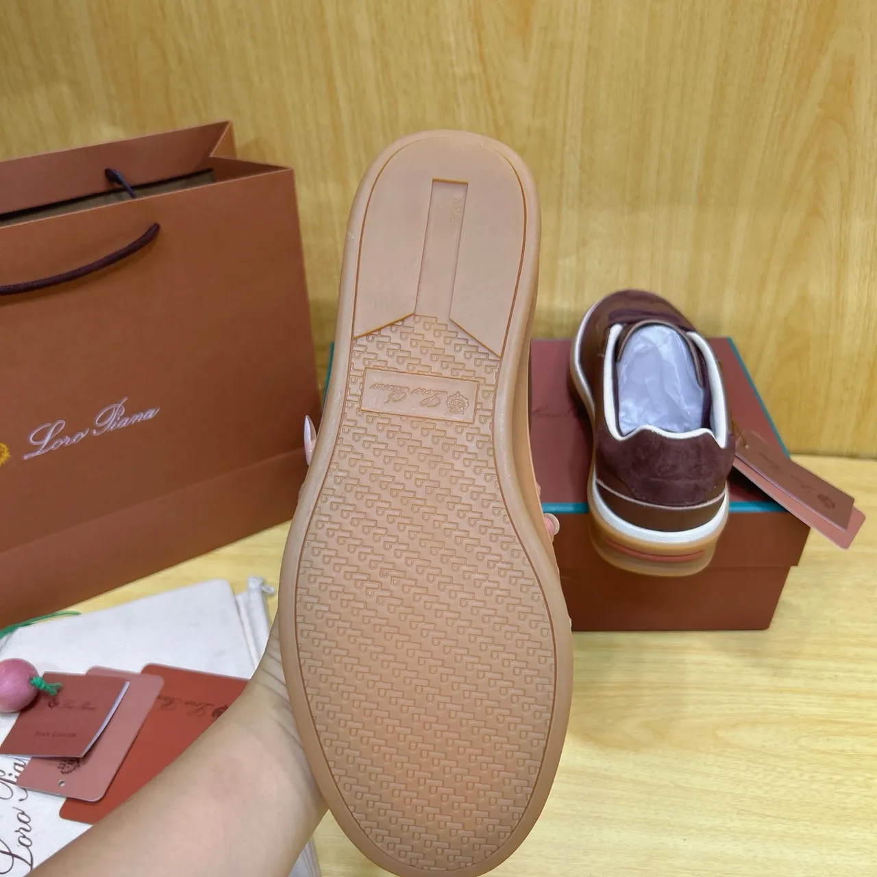 Loro Piana Two-Tone Brown Leather and Suede Sneaker