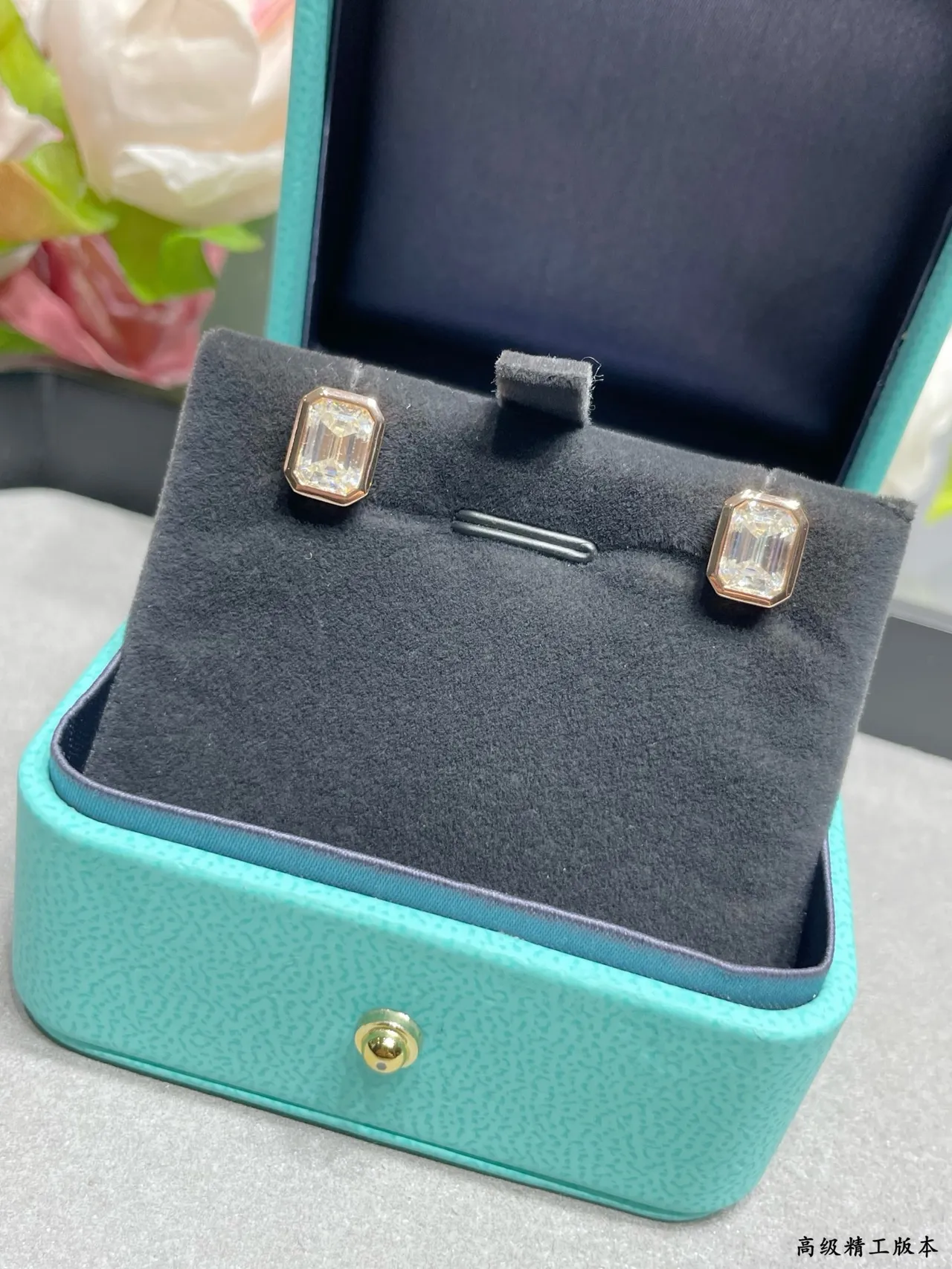 Tiffany & Co. Emerald-Cut Bezel-Set Stud Earrings